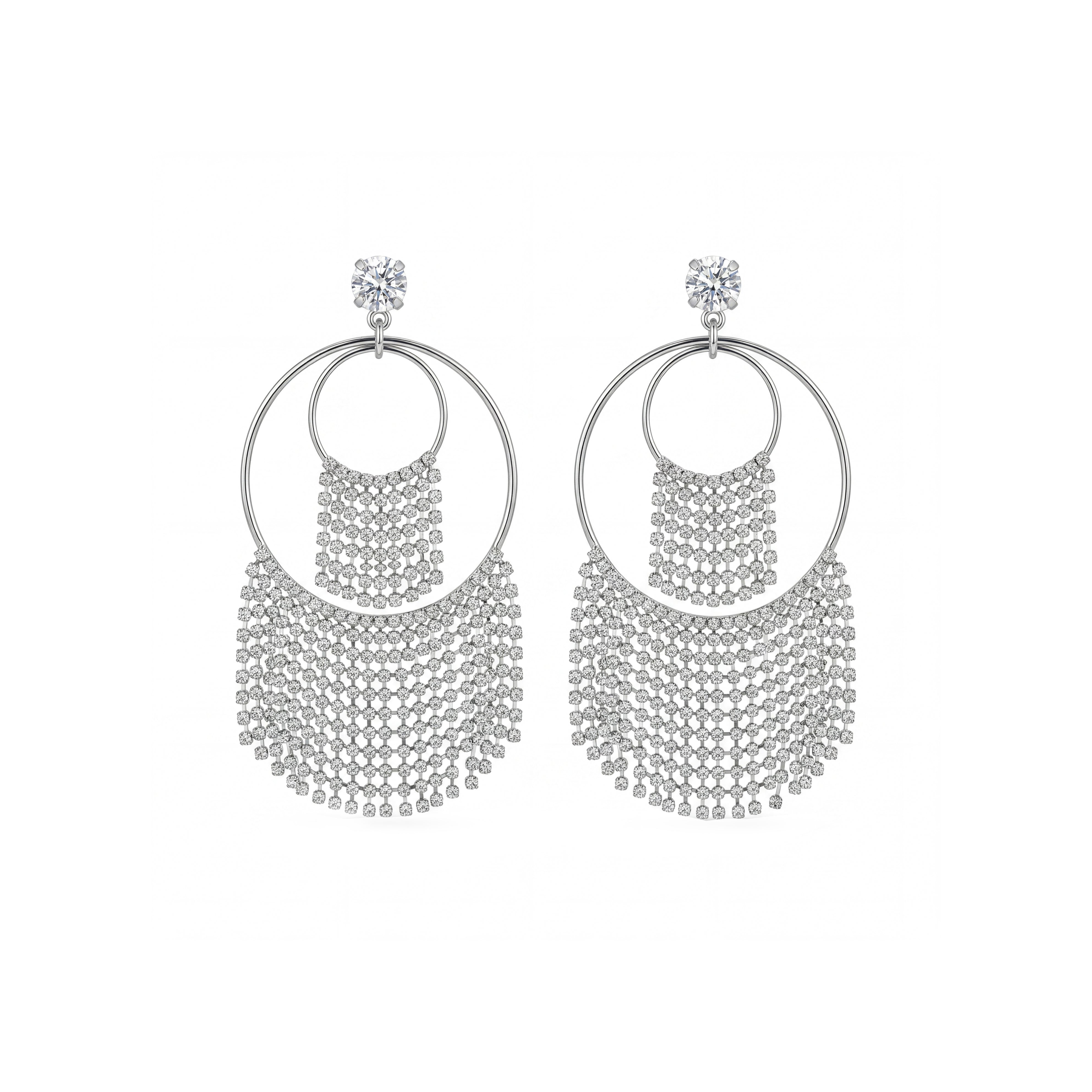 Villa Crystal Fringe Round Earrings