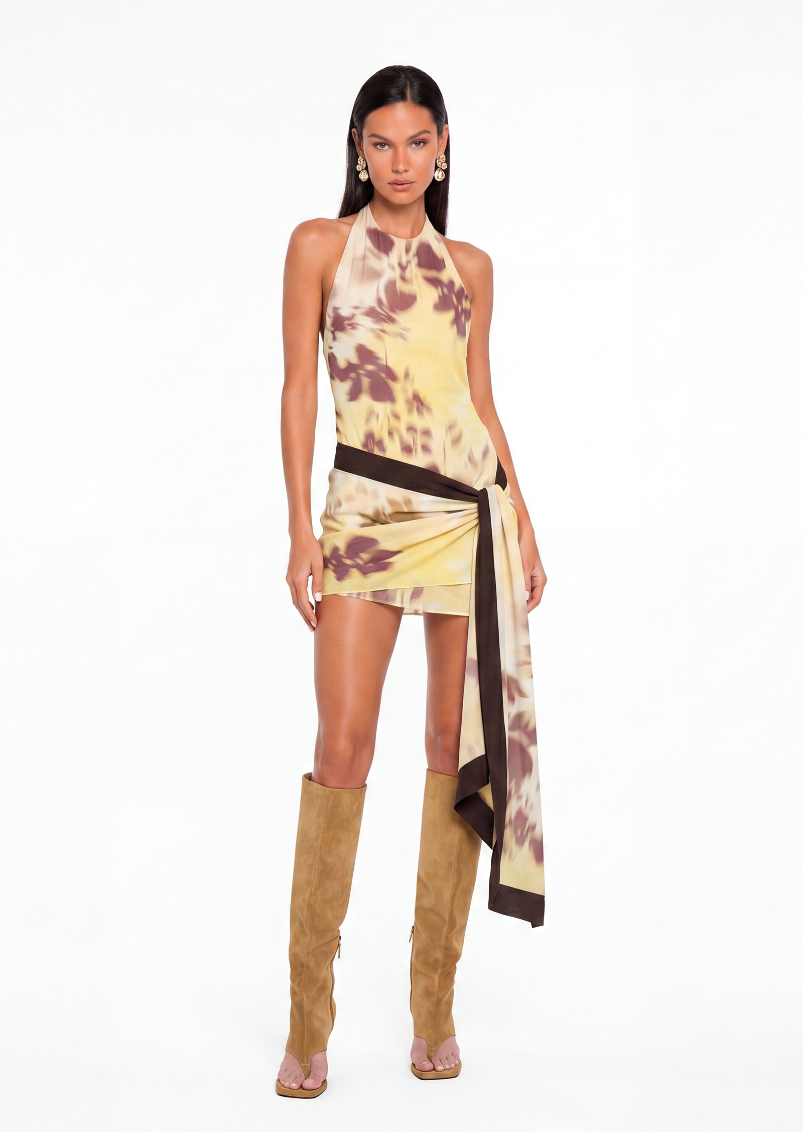 Badr Halter Mini Dress In Floral