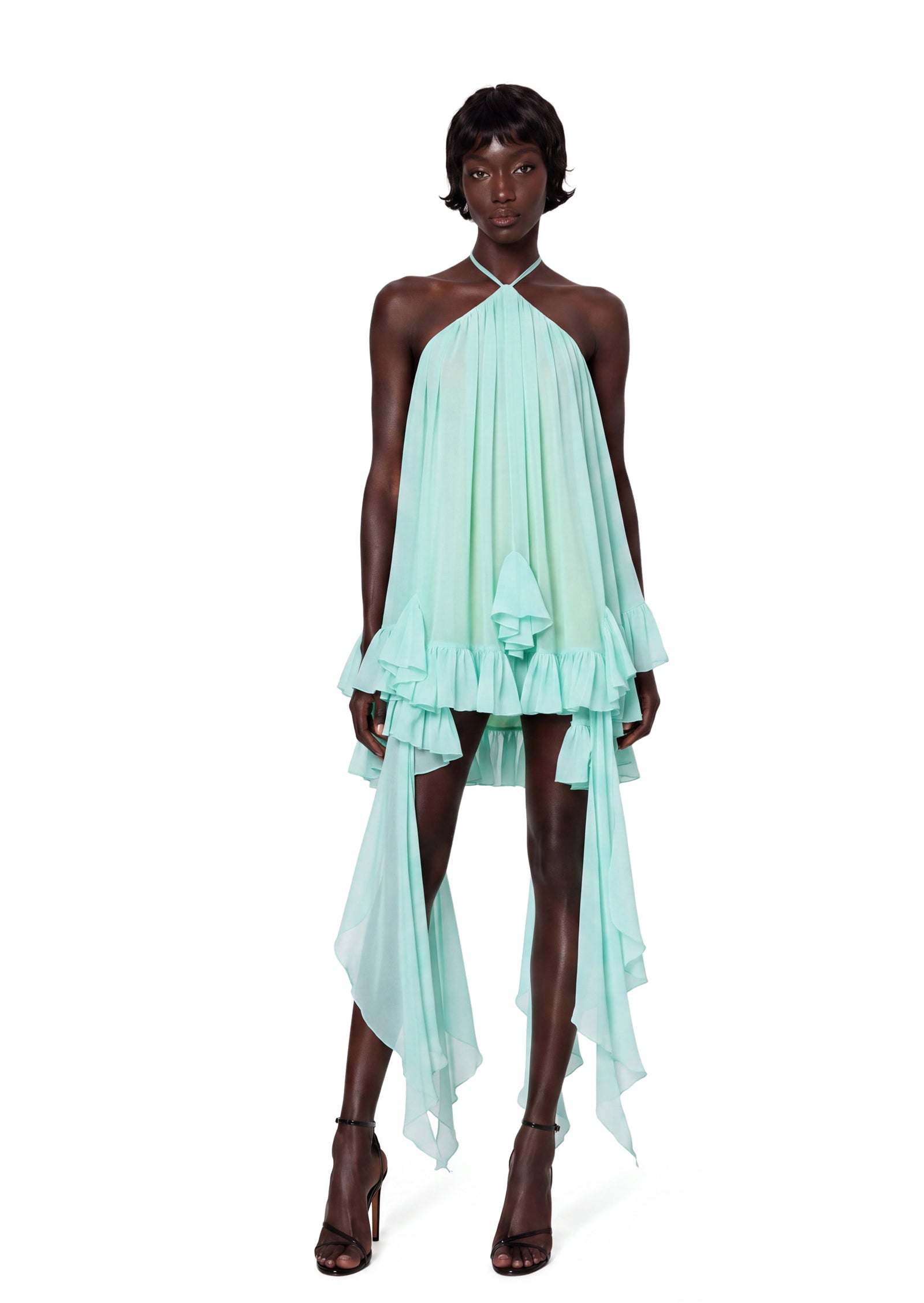 Ghazi Halter Neck Open Back Midi Dress In Green