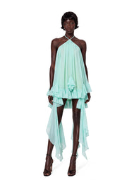 Ghazi Halter Neck Open Back Midi Dress In Green