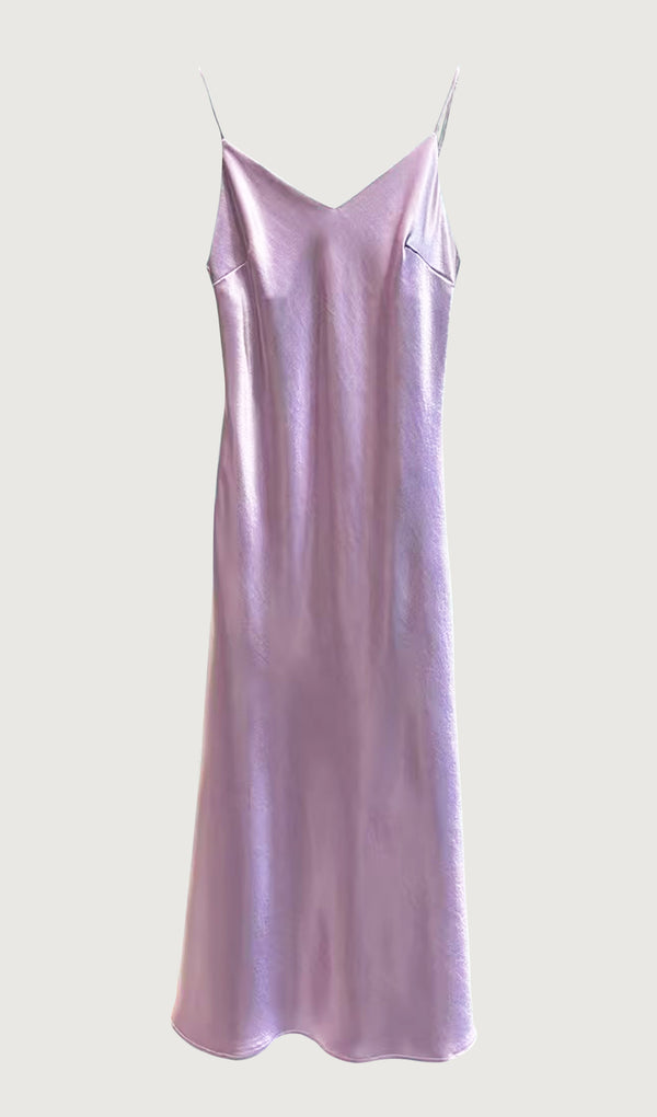 Satin Vest Midi Dress Purple