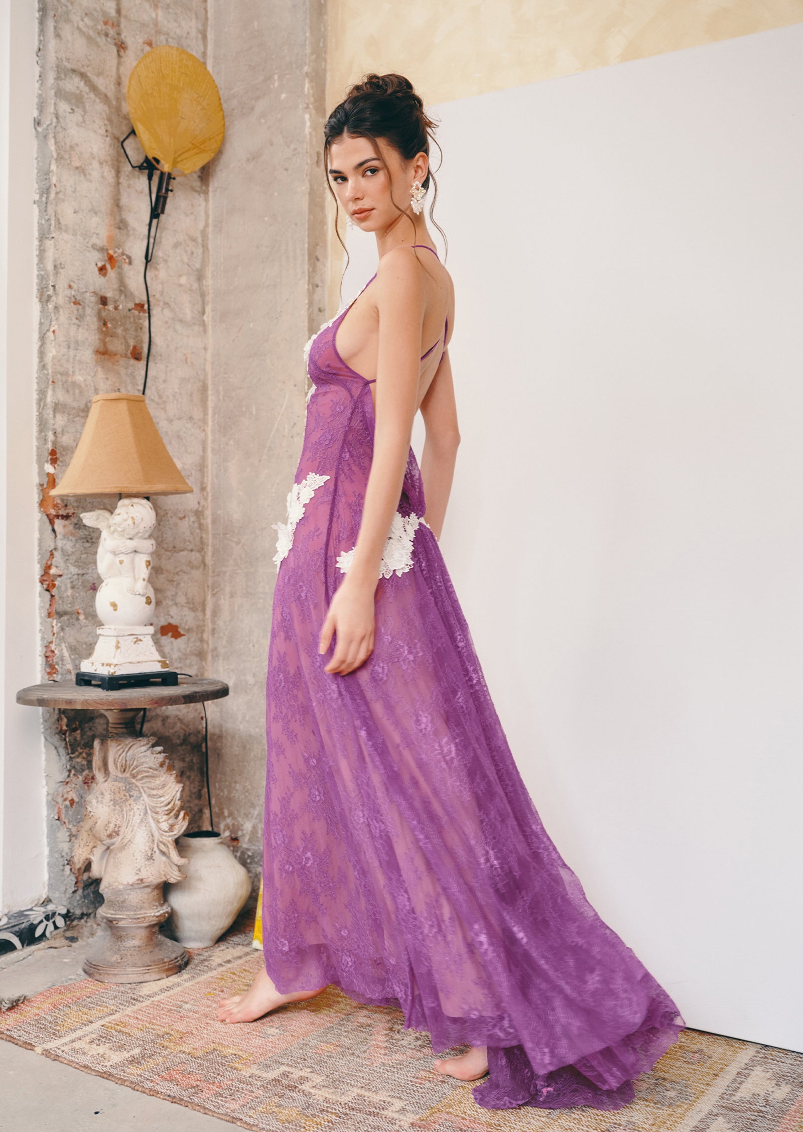 Midikleid in A-Linie mit Blumenmuster und Laternenärmeln