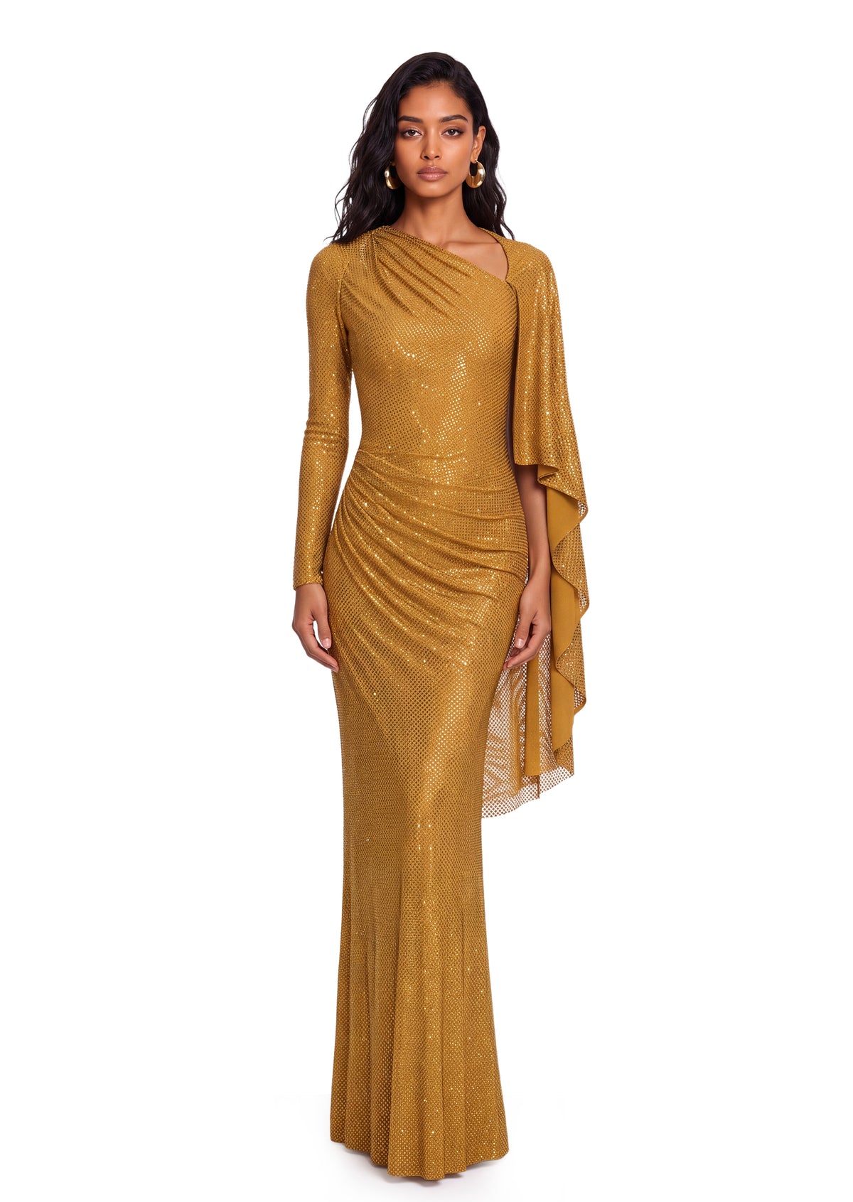 Midikleid in A-Linie mit Blumenmuster und Laternenärmeln