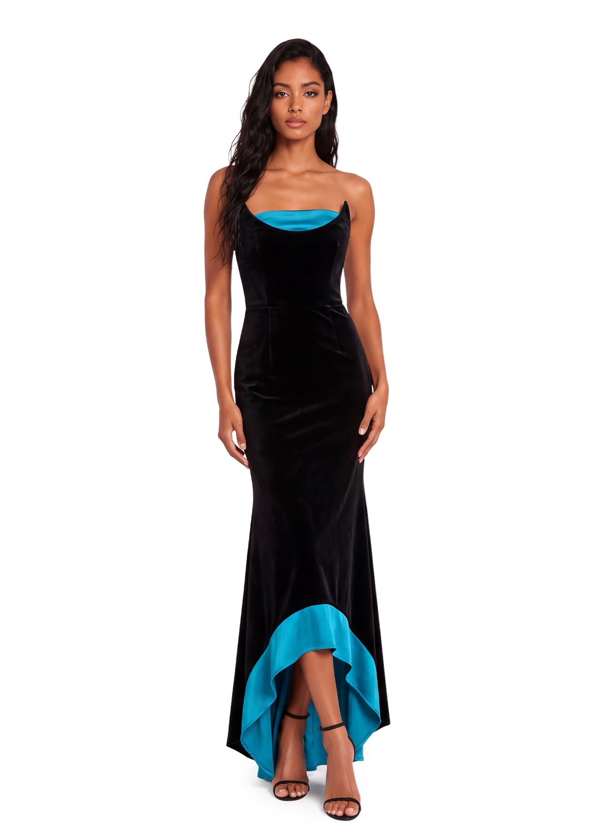 Midikleid in A-Linie mit Blumenmuster und Laternenärmeln