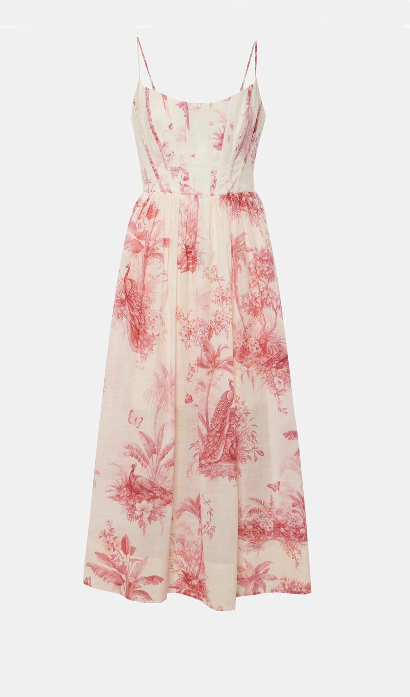 Midikleid in A-Linie mit Blumenmuster und Laternenärmeln