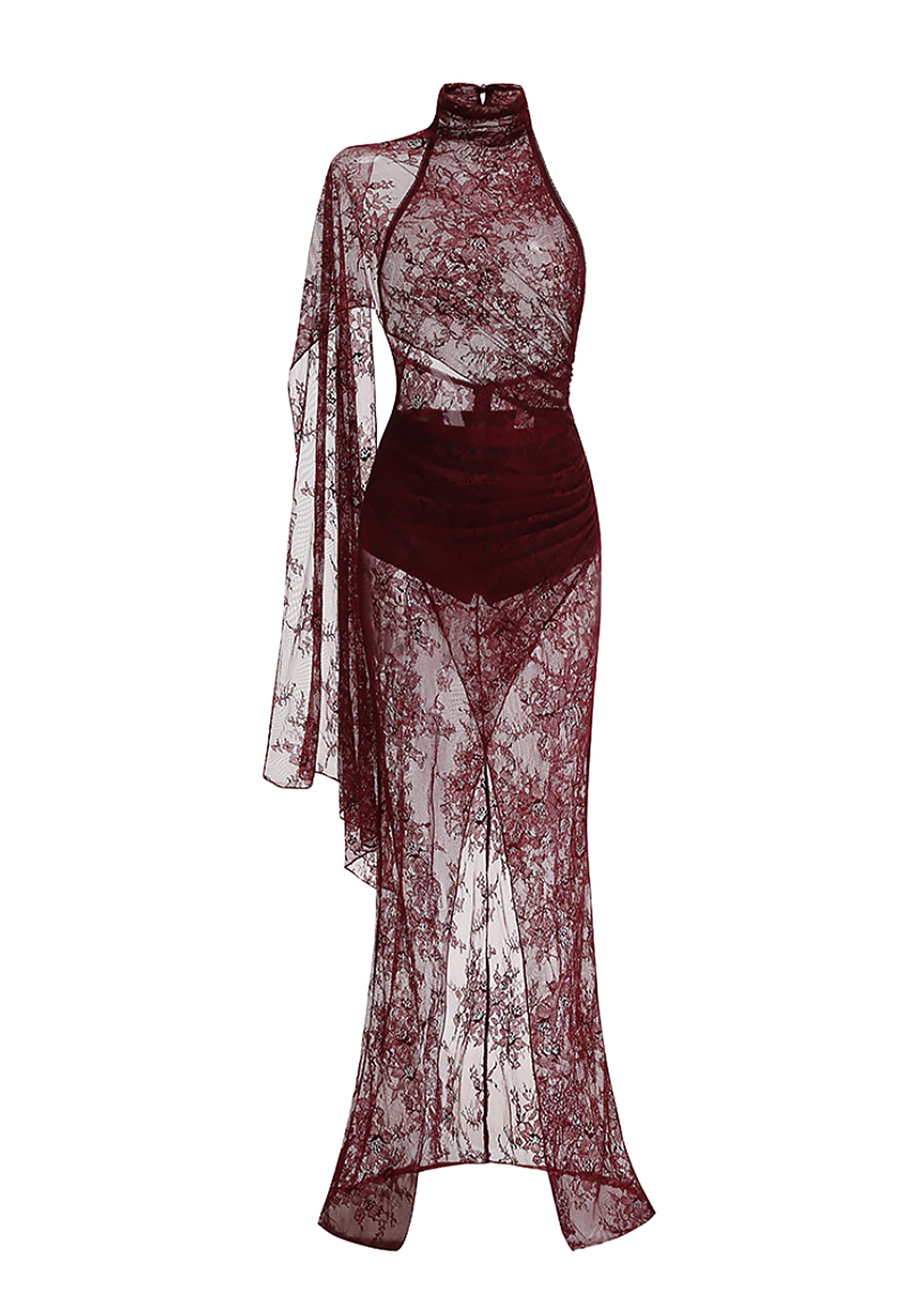 Xidorn Lace Backless Maxi Dress In Claret