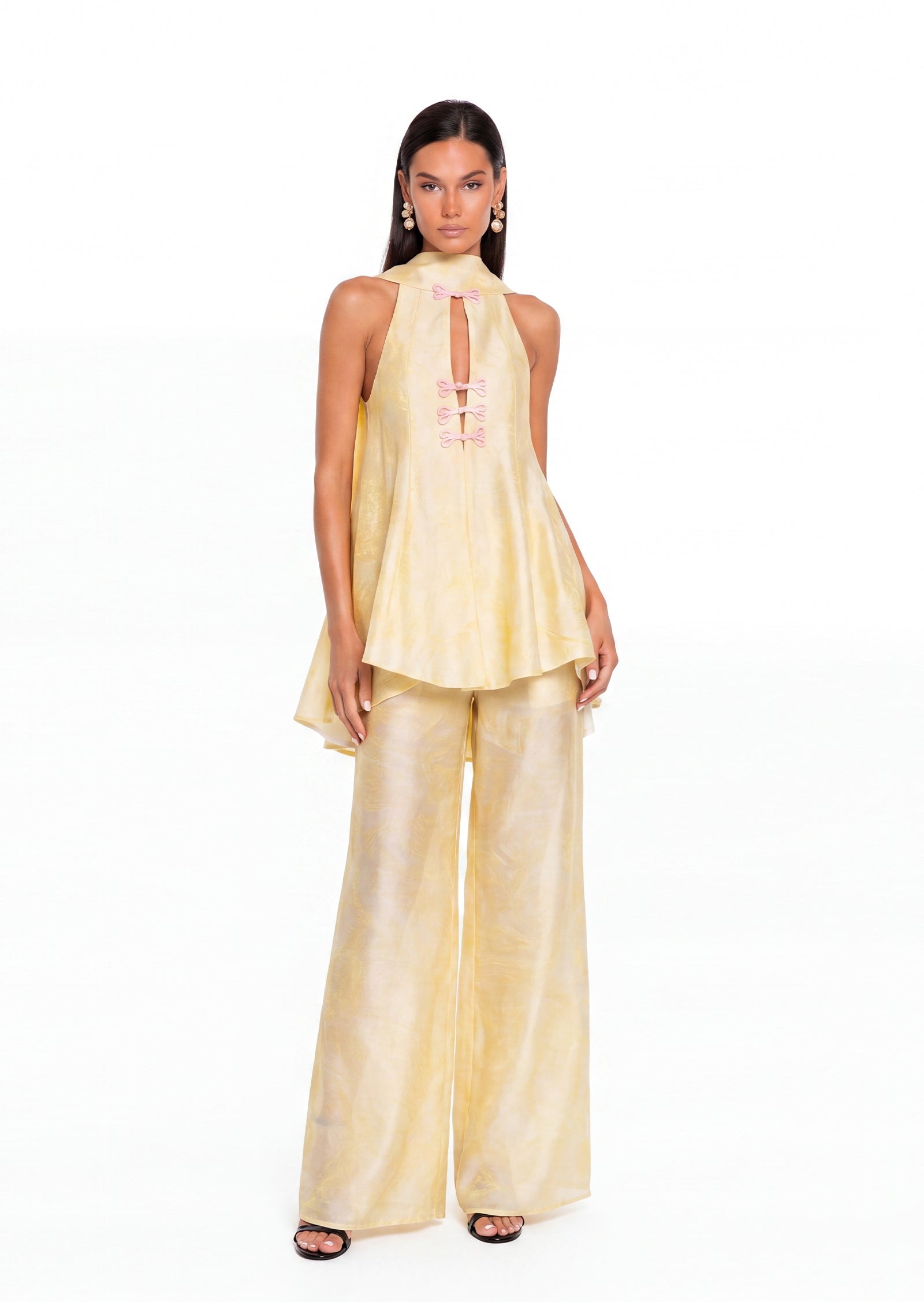 Abilyx Halter Top & Maxi Pants Set In Yellow