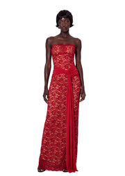 Yakez Lace Strapless Maxi Dress In Red
