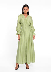 Midikleid in A-Linie mit Blumenmuster und Laternenärmeln