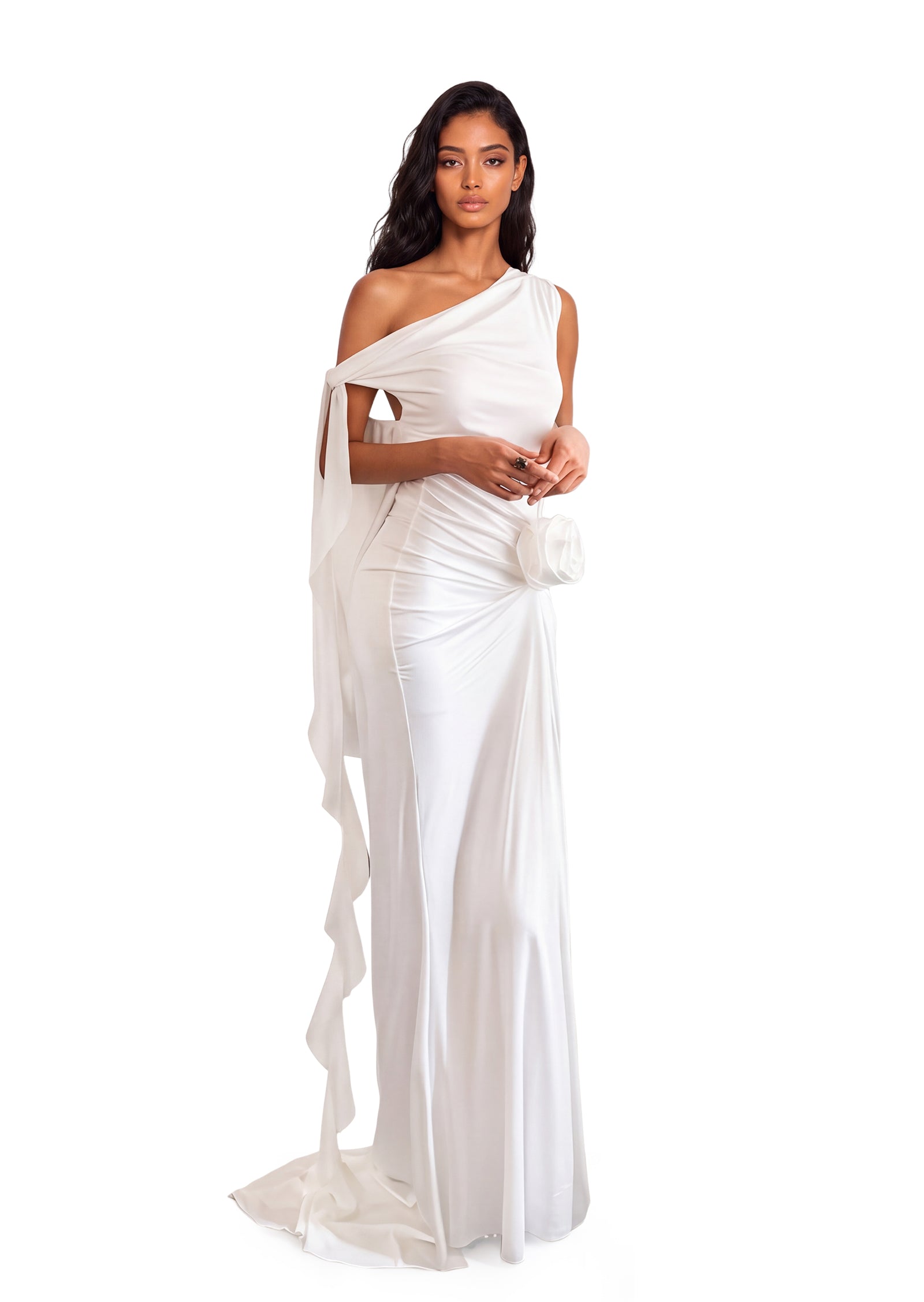 Gaia Off Shoulder Backless Maxi Dress In White