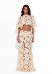 Amira Hollow Out Maxi Skirt Two Piece Set