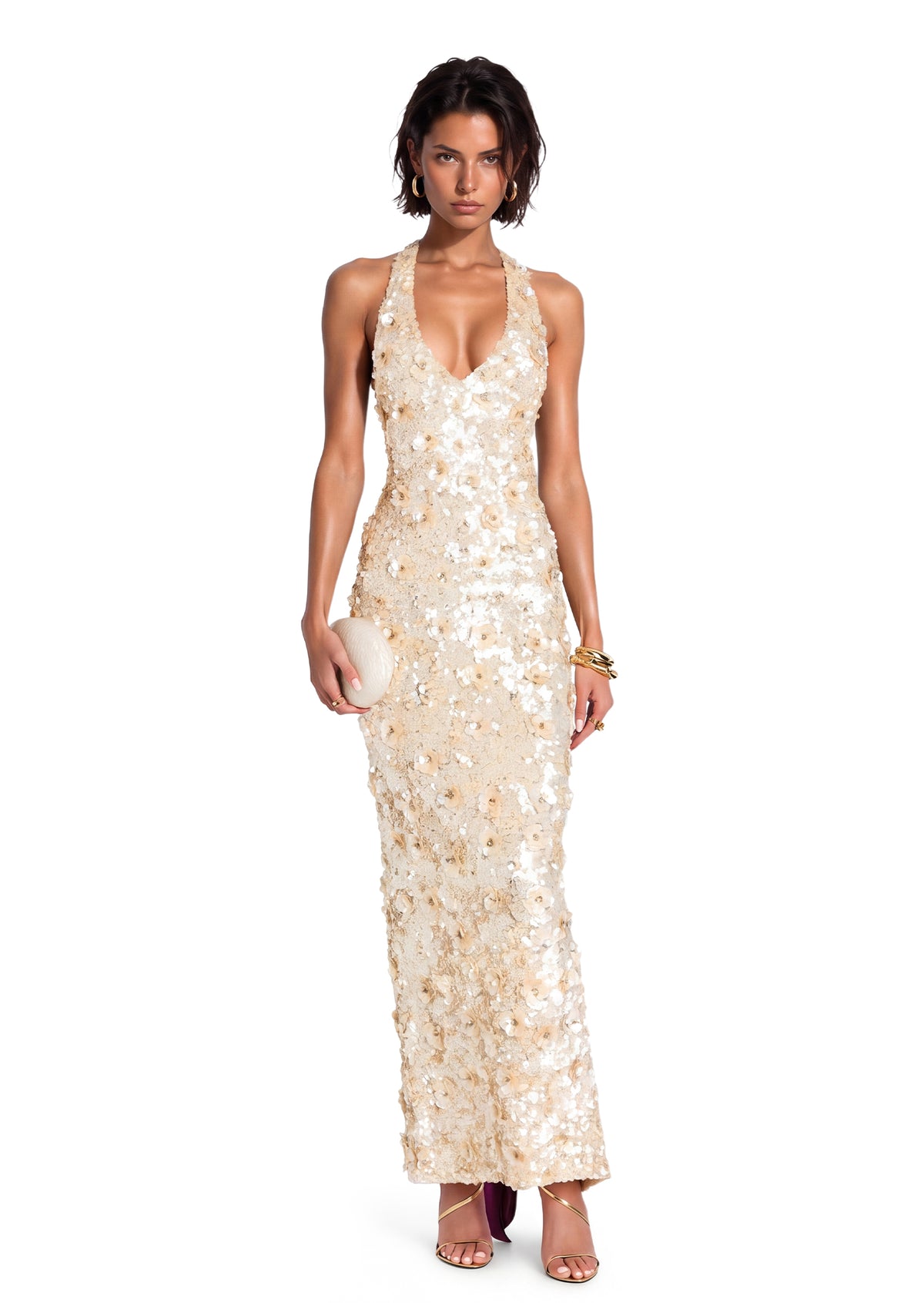 Zanna Open Back Slit Sequin Maxi Dress