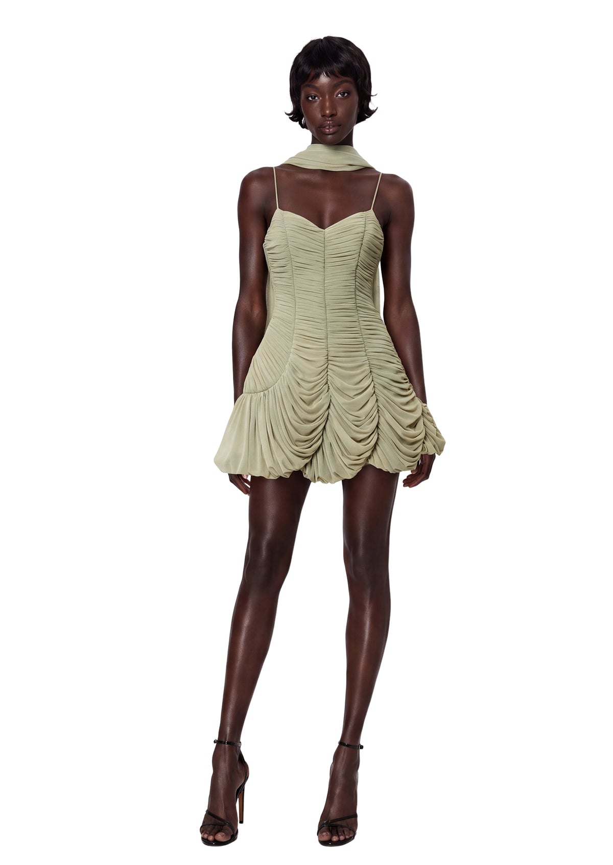 Midikleid in A-Linie mit Blumenmuster und Laternenärmeln