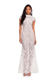 Zalor Short Sleeved Lace Maxi Dress In White