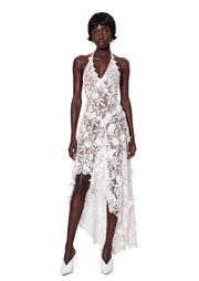 Yeva Halter Neck Lace Midi Dress