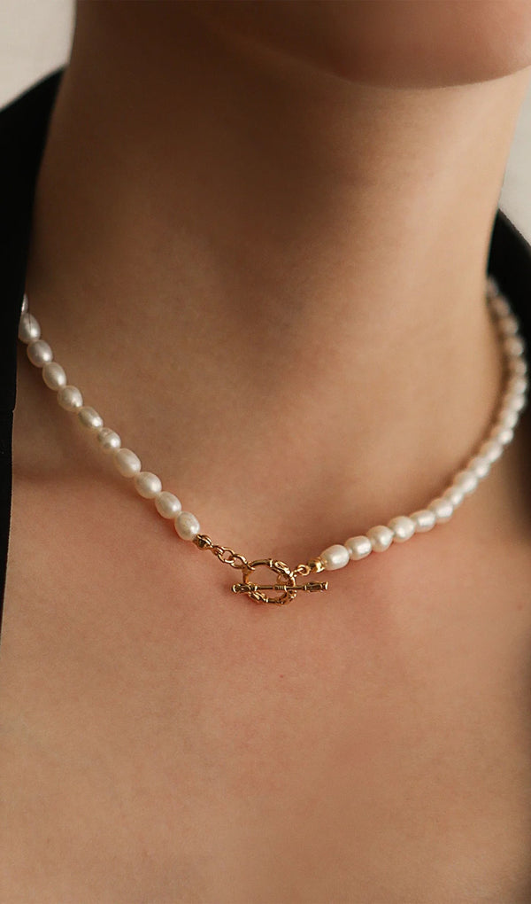 Toggle Pearl Chain Necklace