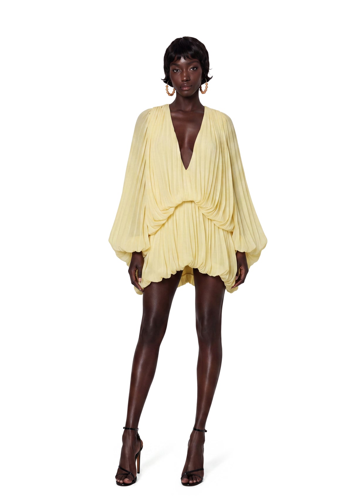 Maame Low Cut Puff Sleeve Mini Dress