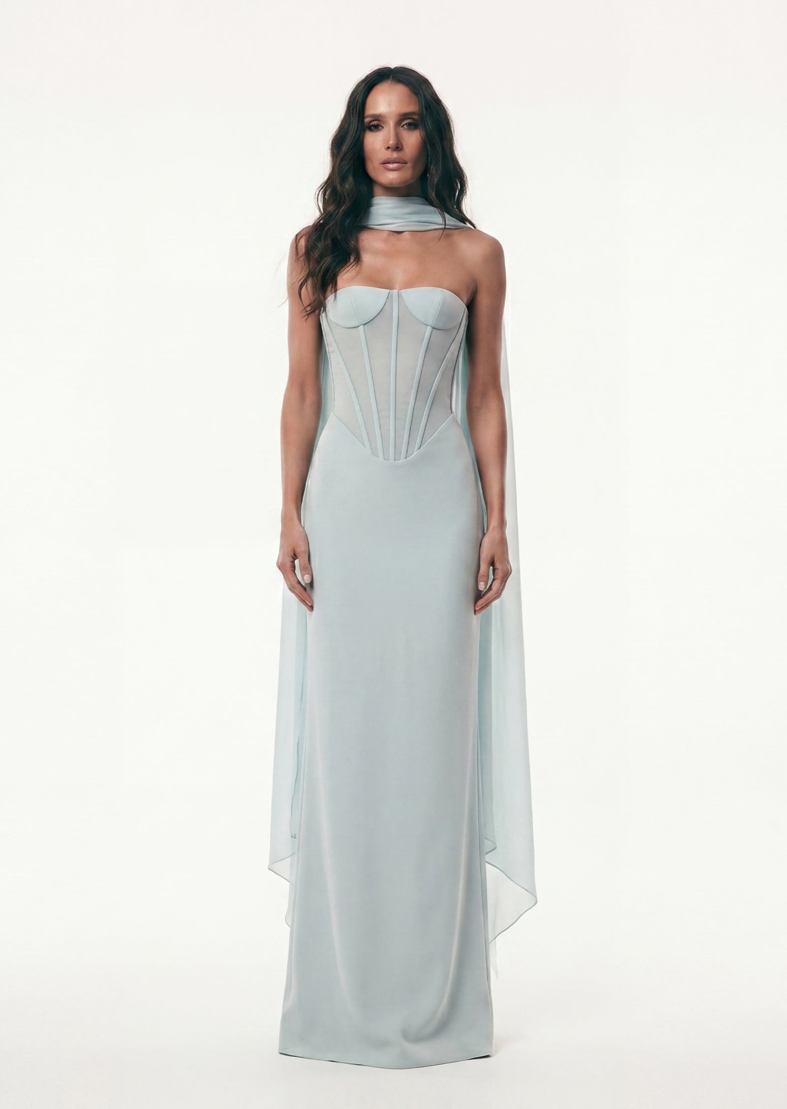 Midikleid in A-Linie mit Blumenmuster und Laternenärmeln