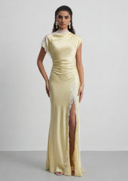 Midikleid in A-Linie mit Blumenmuster und Laternenärmeln