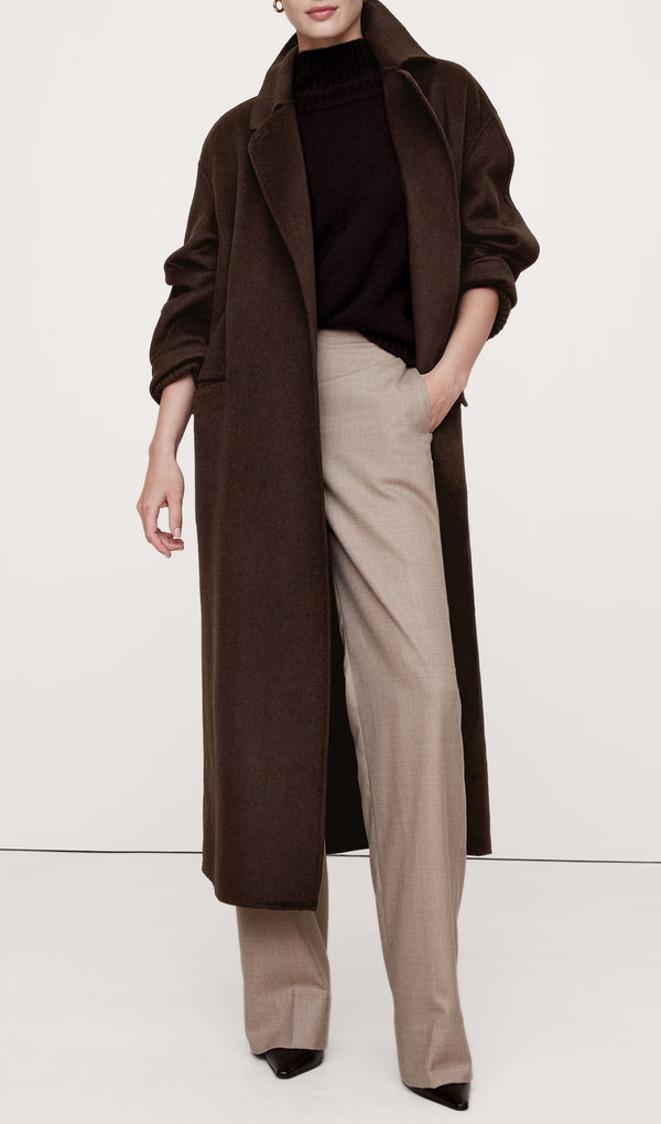 Oversized Double-Faced Cape Coat-Coffee