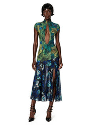 Yuvalor Slit Printed Midi Dress