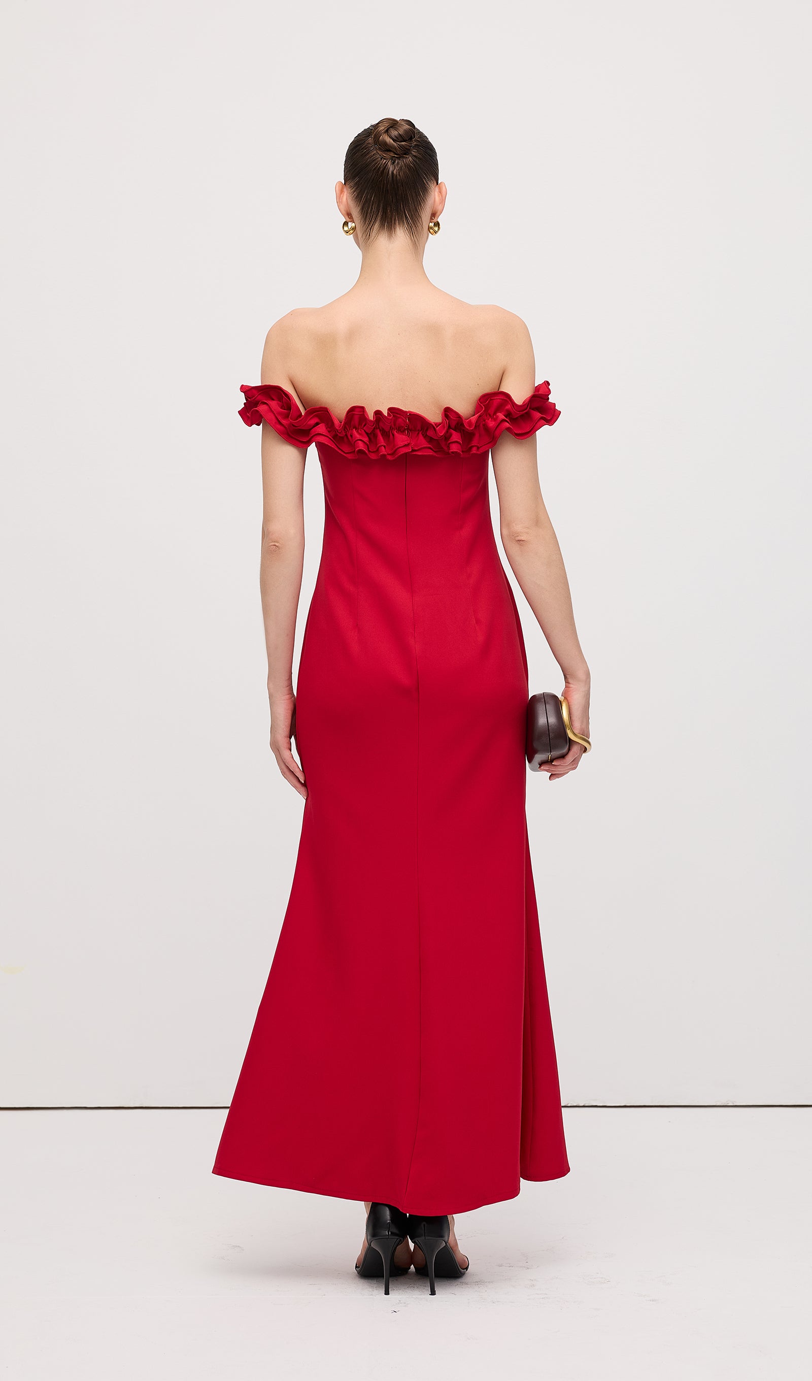 Midikleid in A-Linie mit Blumenmuster und Laternenärmeln