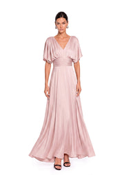 Jacobien Satin Midi Dress In Pink