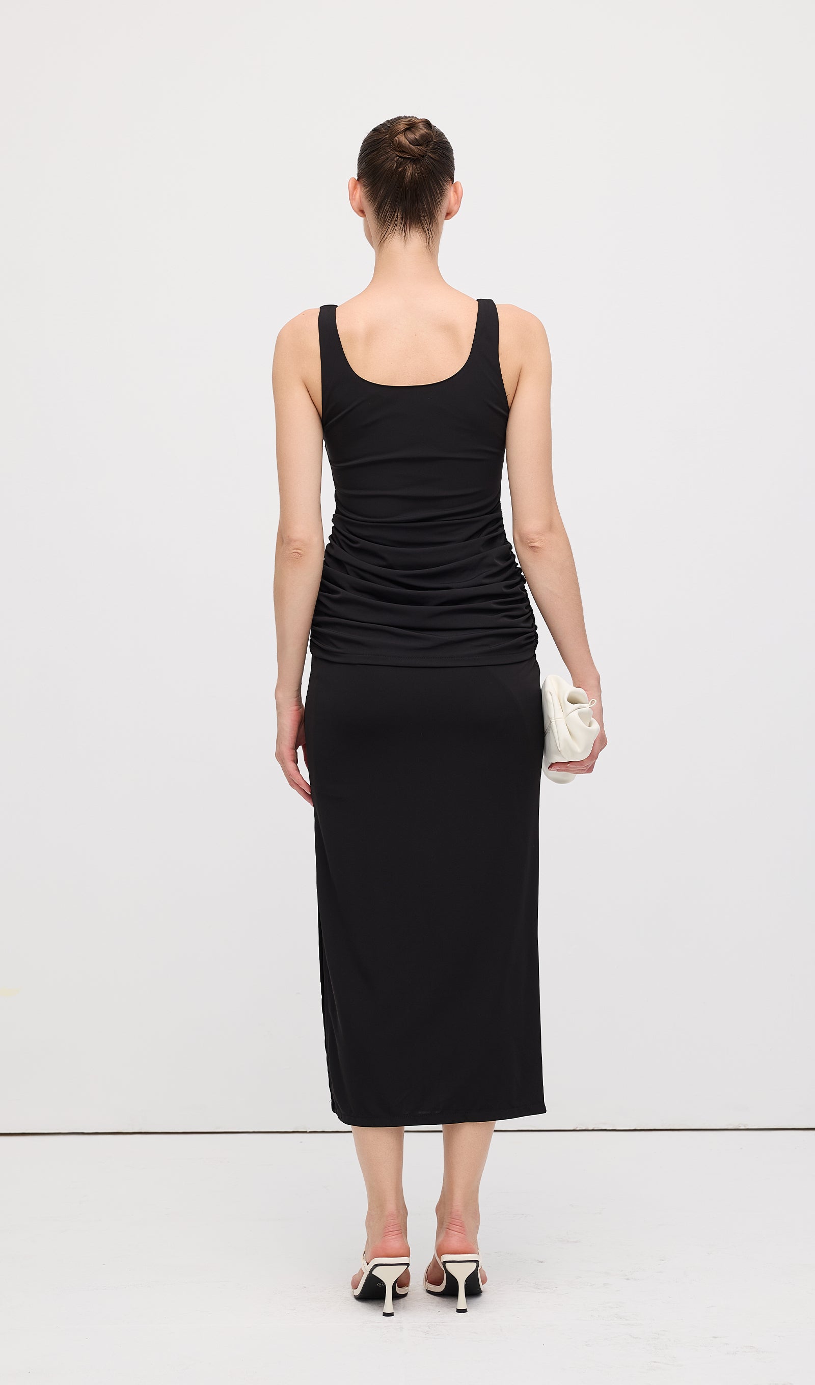 Midikleid in A-Linie mit Blumenmuster und Laternenärmeln