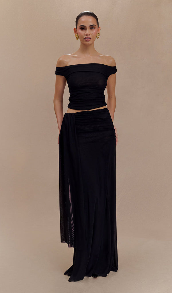 Mesh Maxi Skirt - Black