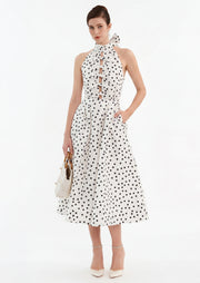 Tovey Polka Dot Turtleneck Midi Dress