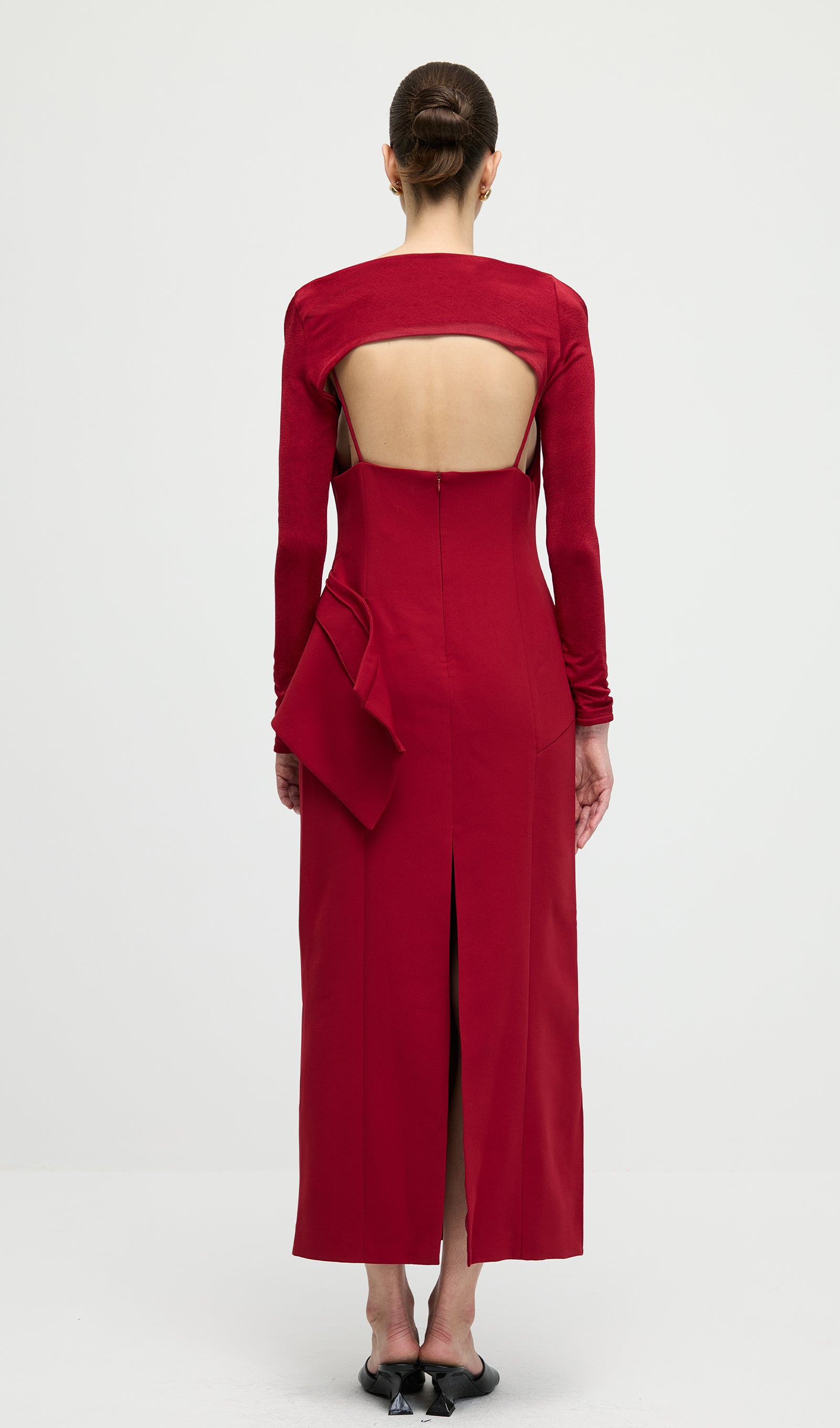 Midikleid in A-Linie mit Blumenmuster und Laternenärmeln