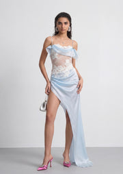 Ventosa Asymmetrical Dress In Baby Blue