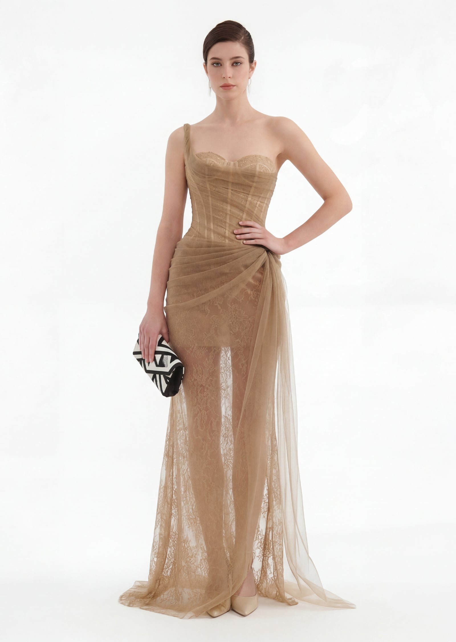 Mara One Shoulder Mesh Maxi Dress