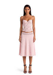 Midikleid in A-Linie mit Blumenmuster und Laternenärmeln