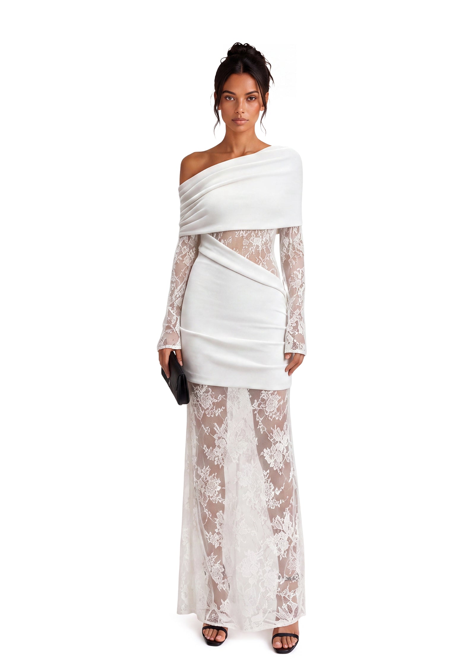 Midikleid in A-Linie mit Blumenmuster und Laternenärmeln