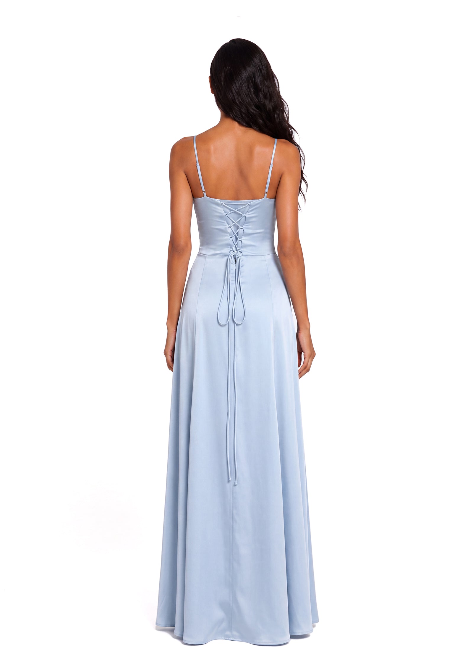 Taber Satin Maxi Dress In Blue