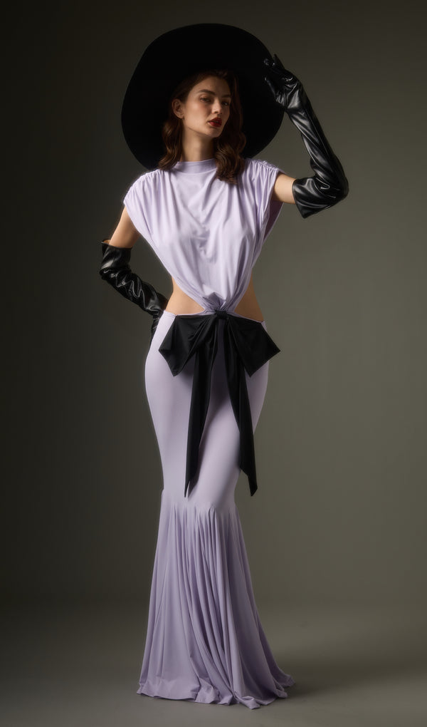 Solid Jersey  Cut Out Detail Maxi Dress In Purple