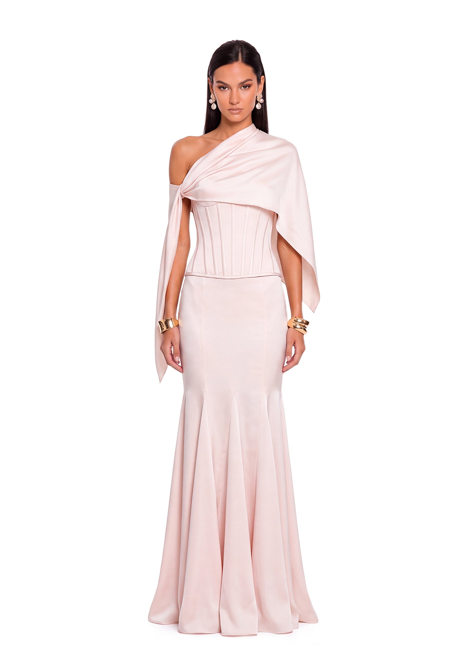 Saba Satin Fishtail Top And Fishtail Skirt Set