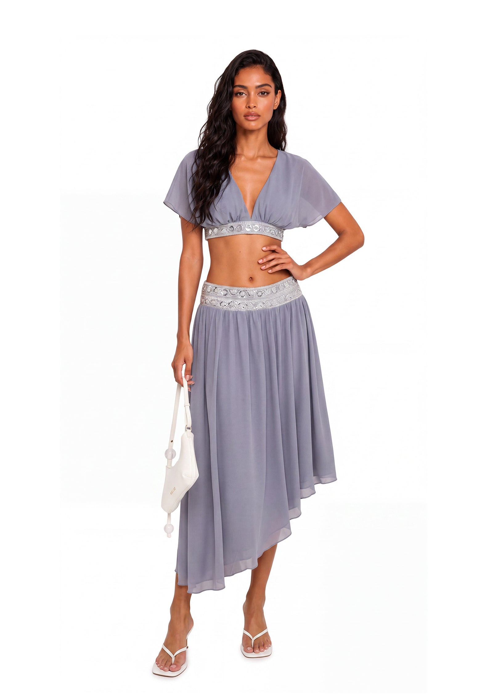 Zach Puff Sleeved Top & Midi Skirt Set