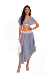 Zach Puff Sleeved Top & Midi Skirt Set