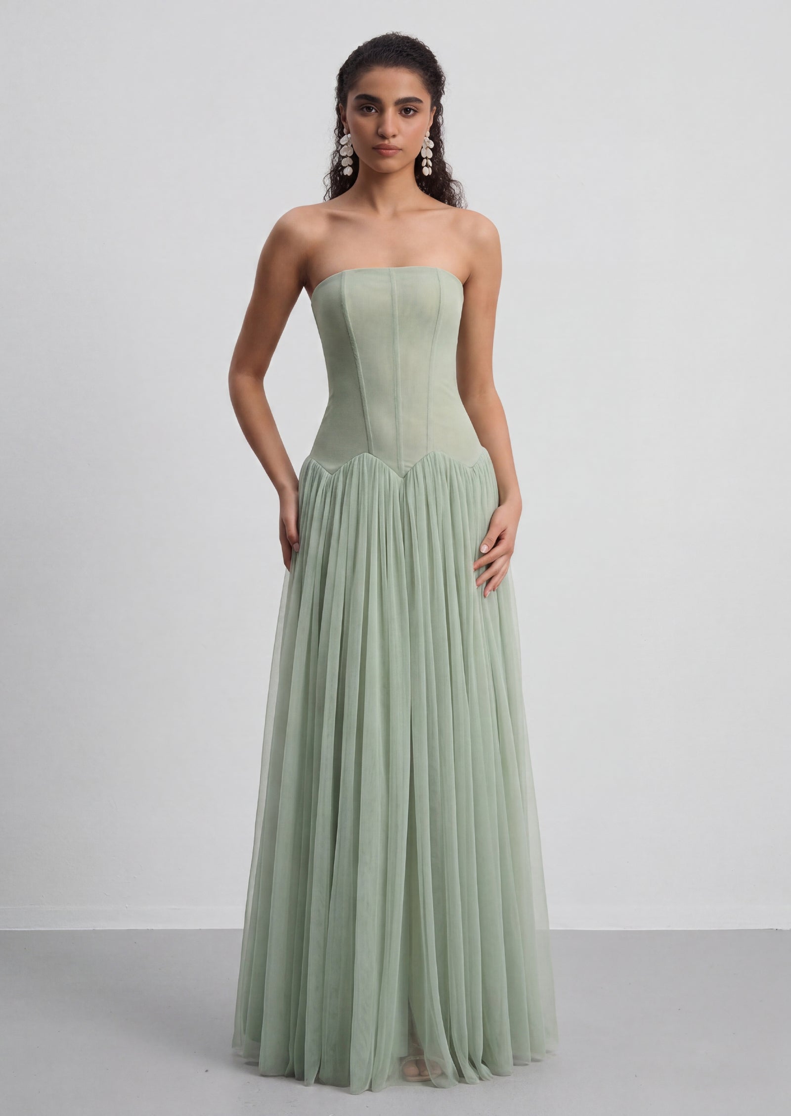 Midikleid in A-Linie mit Blumenmuster und Laternenärmeln