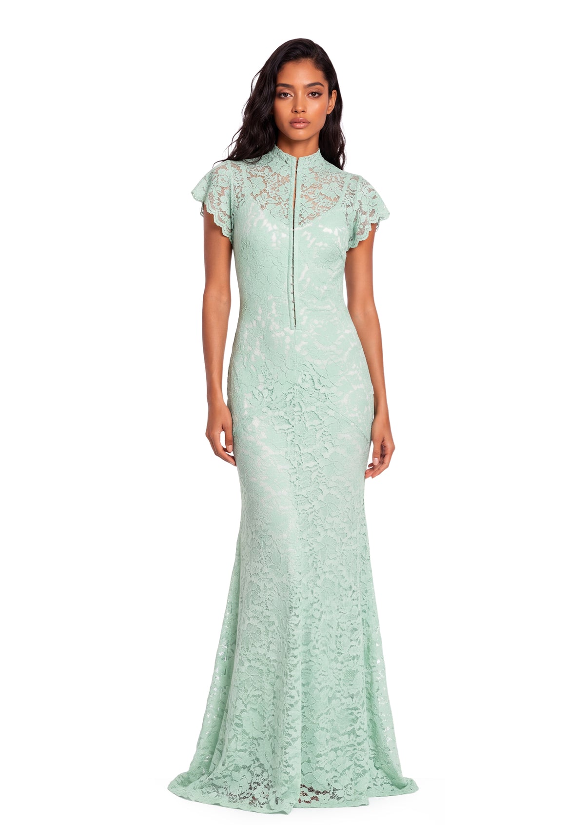 Midikleid in A-Linie mit Blumenmuster und Laternenärmeln
