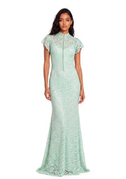 Midikleid in A-Linie mit Blumenmuster und Laternenärmeln