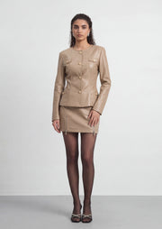 Milly Leather Mini Skirt Two Piece Set
