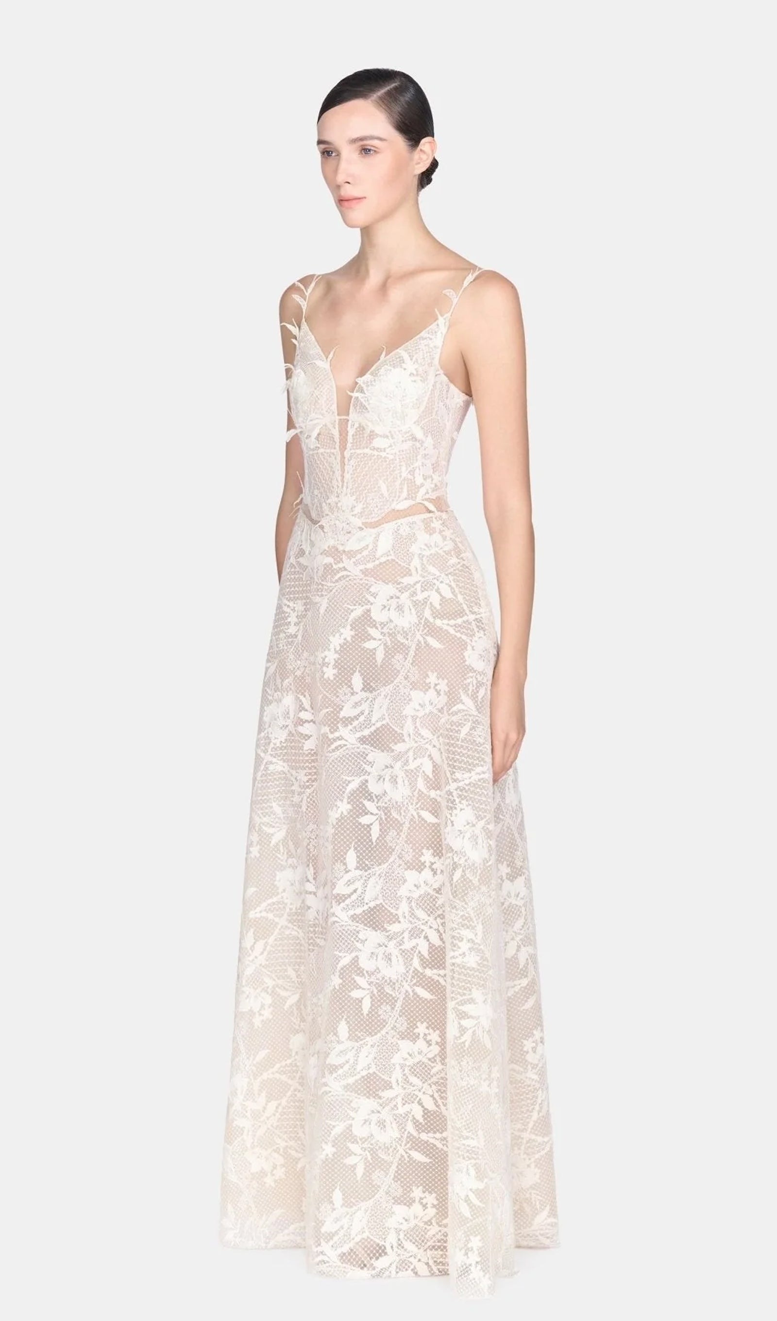 Midikleid in A-Linie mit Blumenmuster und Laternenärmeln