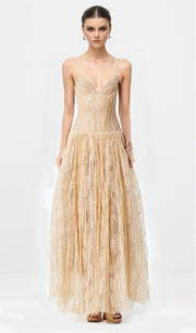 Sleeveless Layered Mesh Maxi Dress
