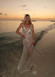 Archiwa V Neck Sequined Maxi Dress