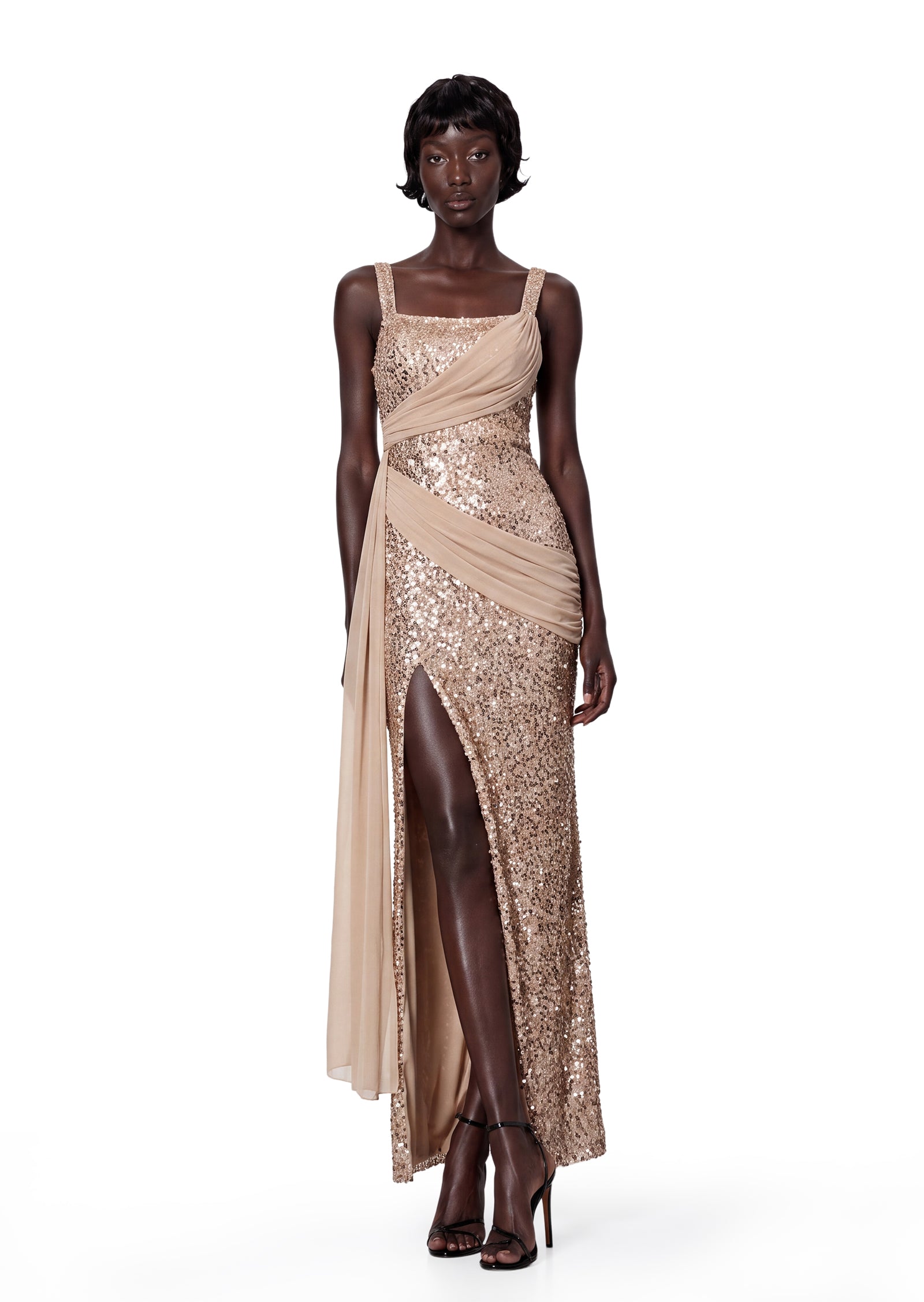 Beau Sequined Slit Maxi Dress