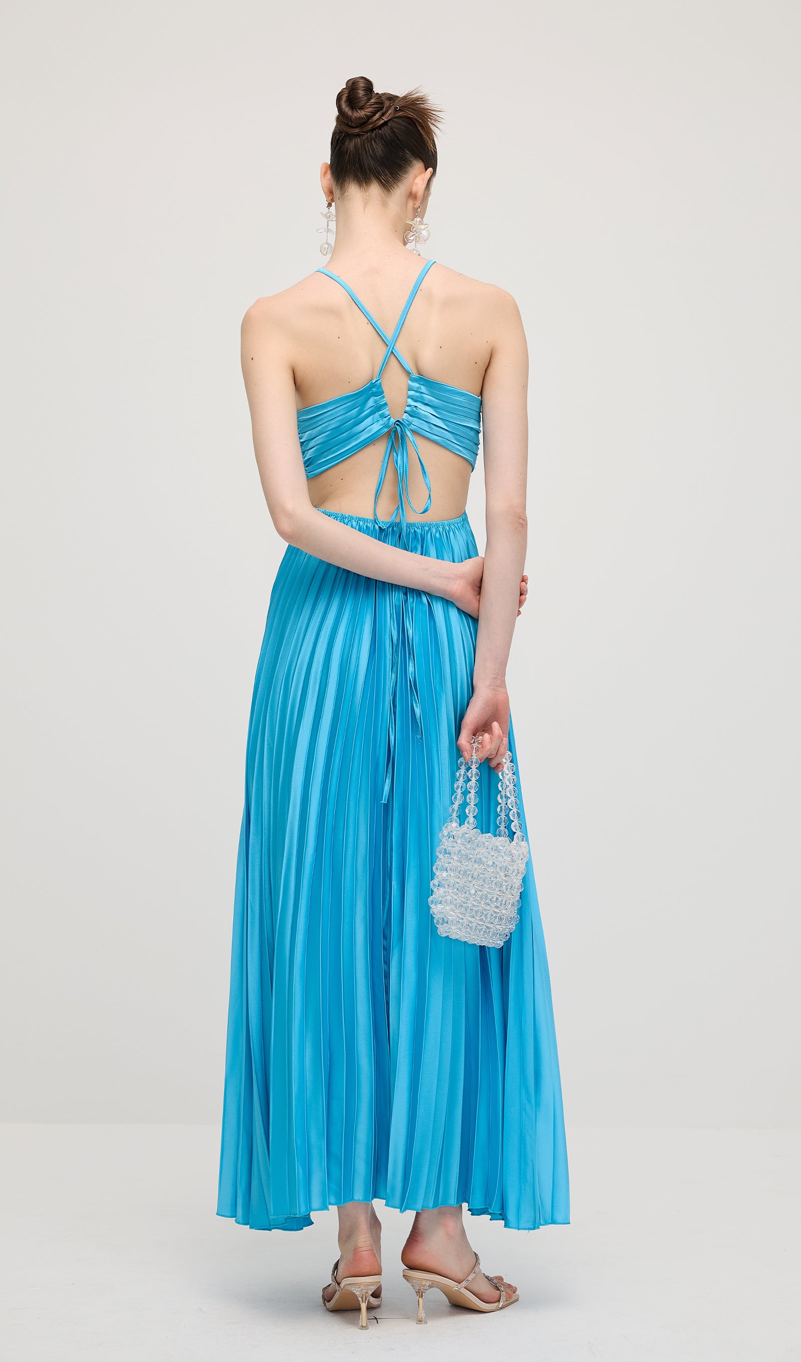 Midikleid in A-Linie mit Blumenmuster und Laternenärmeln