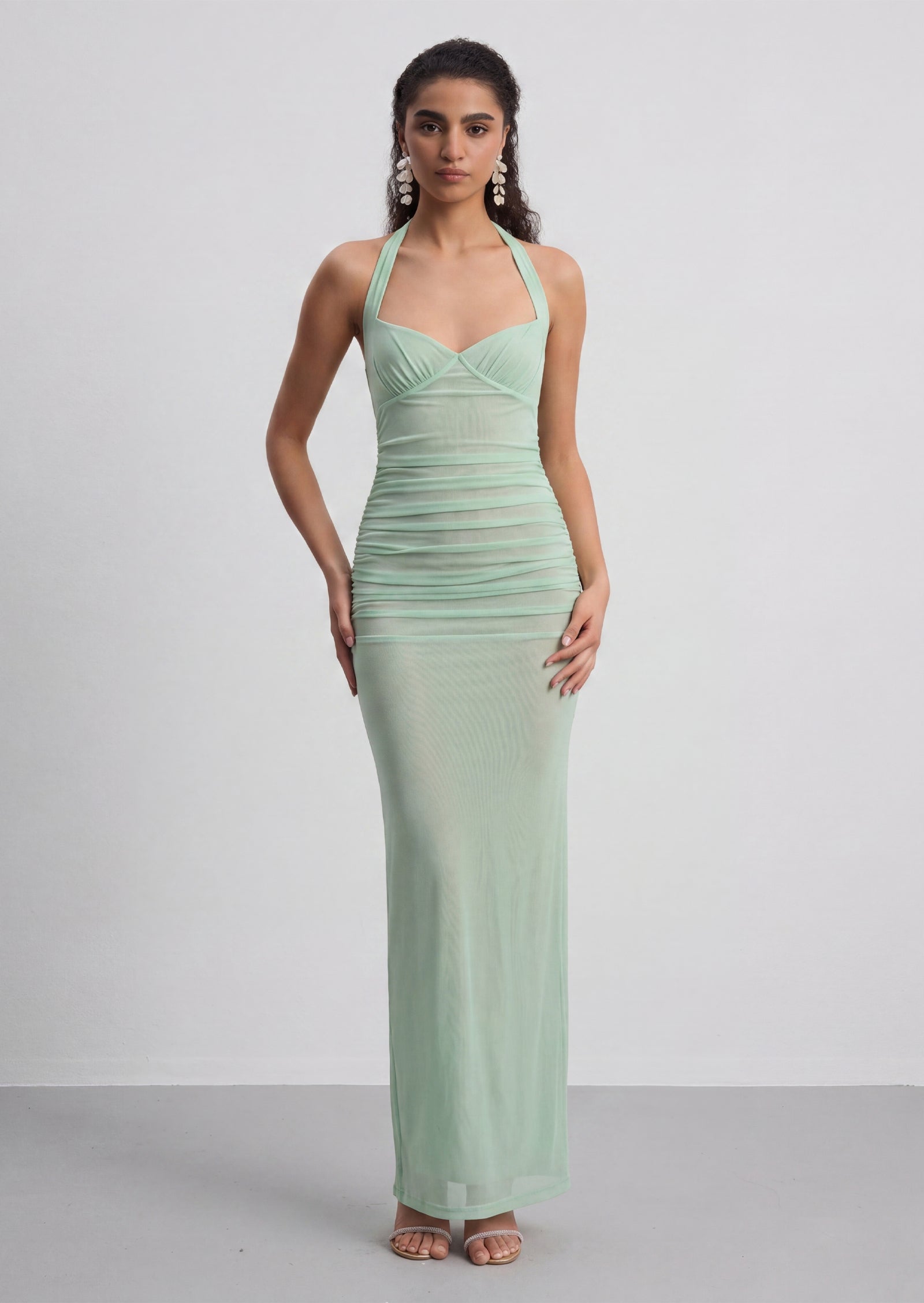 Midikleid in A-Linie mit Blumenmuster und Laternenärmeln